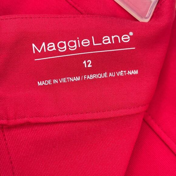 Maggie Lane Golf Skort Size 12 Coral Red Stretch Pocket Back Zip Built In Shorts - Picture 2 of 8